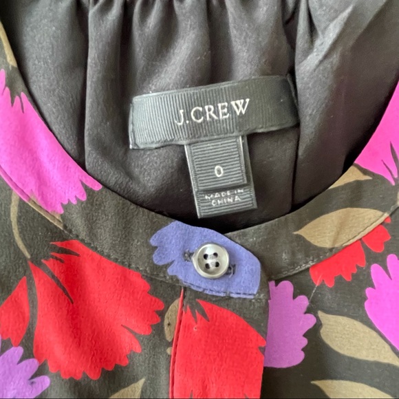 J. Crew Vibrant Flutter Sleeve Silk Floral Button Front Dress Size 0 - Picture 3 of 12